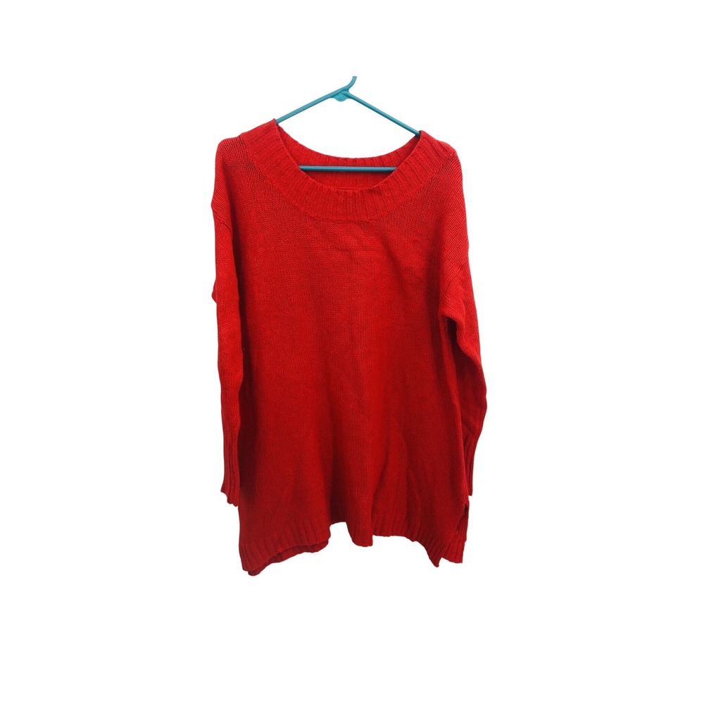 Roaman's Womens Red Tunic Sweater Medium M 14/16 Long‎ Sleeve Knit